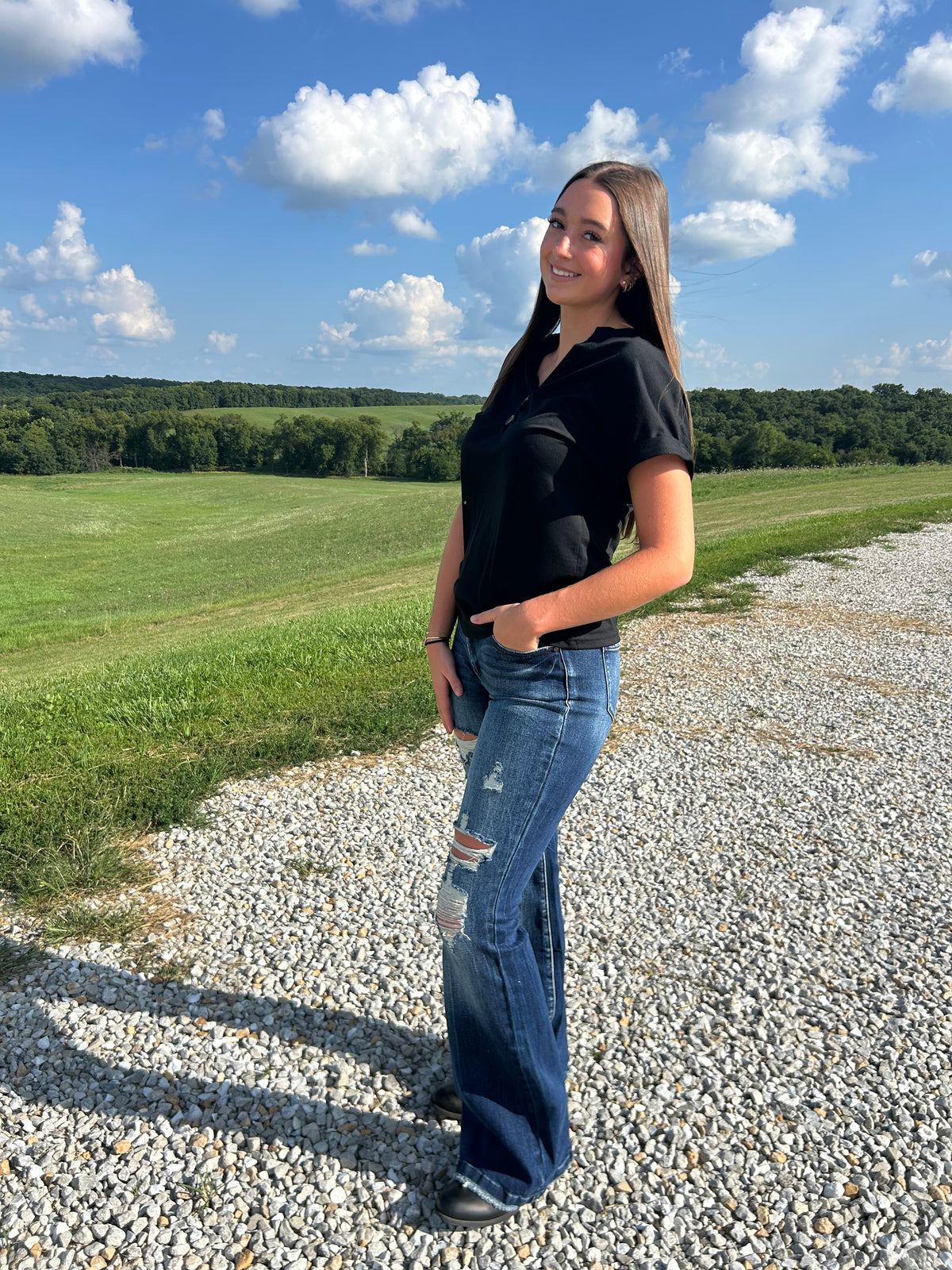Dolly V Neck Cotton Top