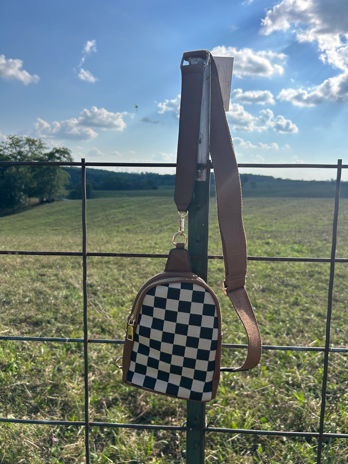 Checkered Crossbody Sling Bag