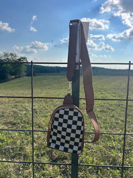 Checkered Crossbody Sling Bag
