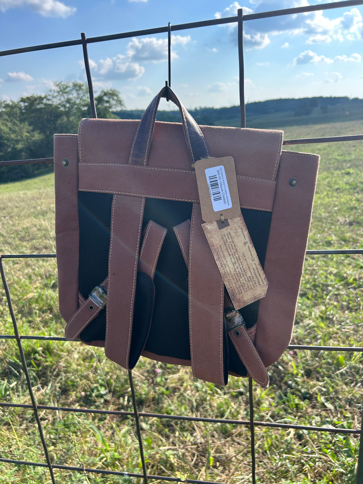 Up-cycled Canvas & Leather Bag- Mauve & Cheetah