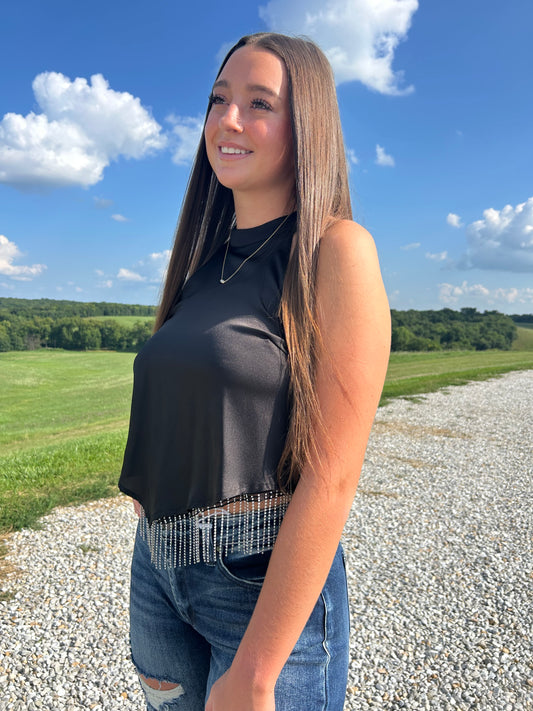 Rhinestone Fringe Top