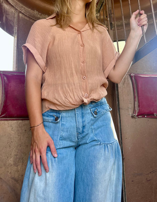 KHAKI BUTTON UP SHIRT