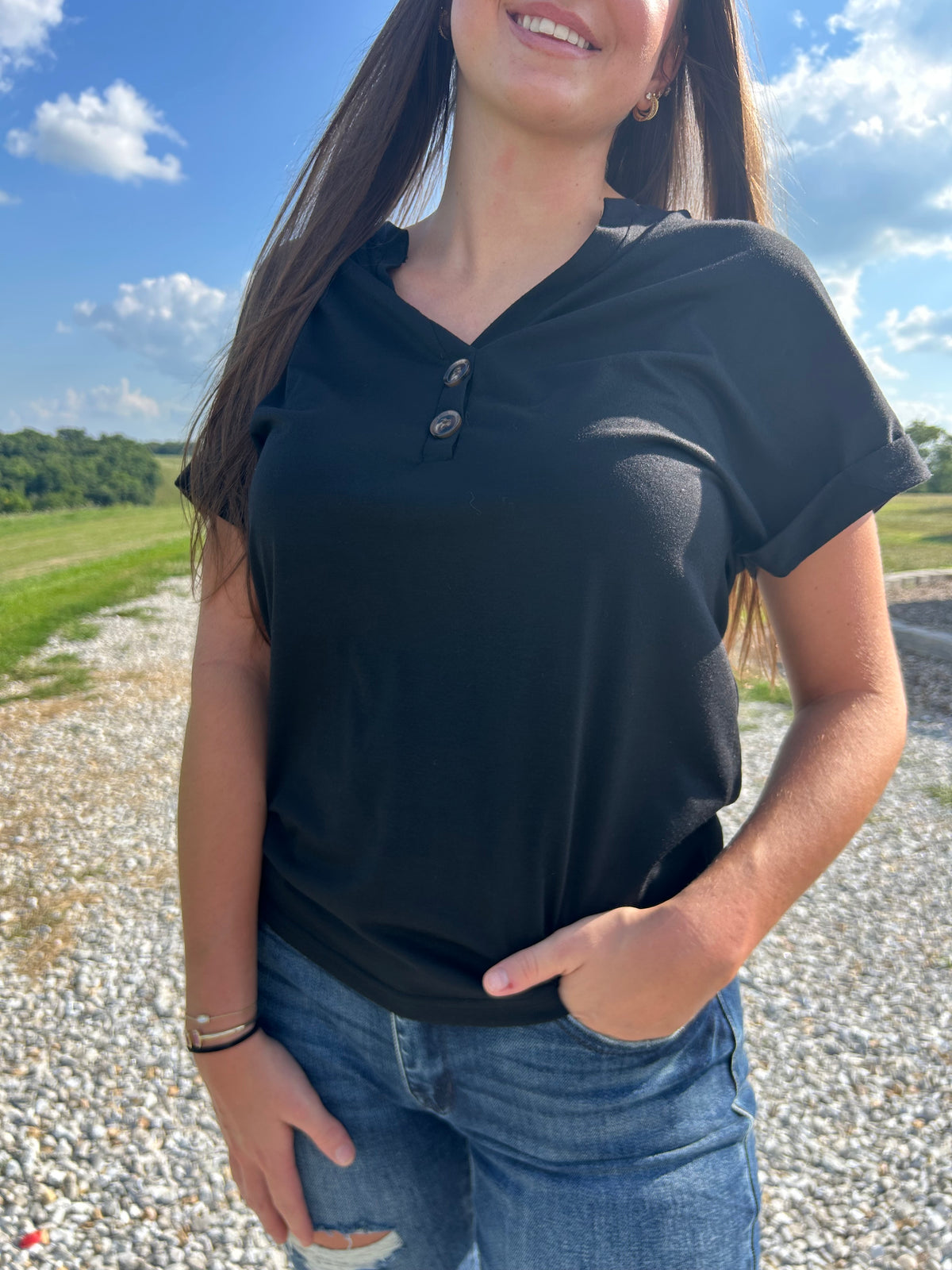 Dolly V Neck Cotton Top